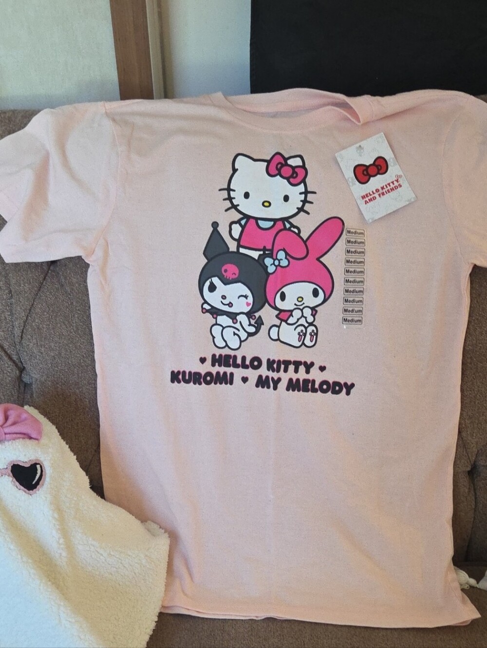 Sanrio Light Pink Hello Kitty, Kuromi & My Melody Tee